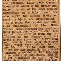 Newsclipping: "Hoboken Public Library One of [the] Best in State." Jersey Observer, 50th Anniversary edition, 1942.
