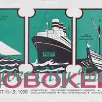 Poster: River City Fair, Hoboken, August 11-12, 1990. Printed card stock, 12" high x 28-1/8" wide.