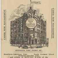 Card, trade: Continental Hotel & Passenger Transfer Co., 101 Hudson St., Hoboken, N.J. N.d., ca. 1910-1914.