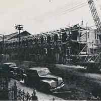 B+W photocopy of construction of the south extension of the machine shop at the Bethlehem Steel Shipyard, Hoboken Division, Hoboken, Dec. 4, 1943.