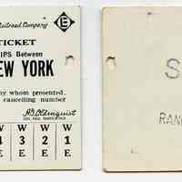 Tickets, transportation, sample, 3: Erie-Lackawanna Railroad. Yearly Ten Trip Ticket Between Maplewood & N.Y. 1967.