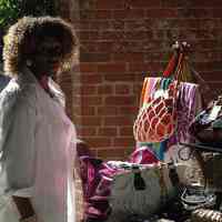 Digital images, 5, of craft vendor in walkway at the Hoboken Historical Museum, Hoboken, May 30, 2007.