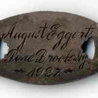          back, engraved link 7: August Eggert, Pine Brook, N.J., 1927
   