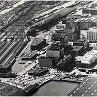 Digital image of B+W aerial photo of southeast Hoboken, no date, circa 1980.