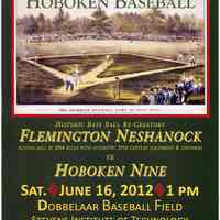 Poster: Hoboken Baseball. Re-creation game celebrating Baseball Day, June 16, 2012 at Stevens Institute of Technology.