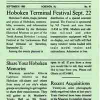 Hoboken Historical Museum Newsletter [First Series], Volume 2, No. 41, September, 1990