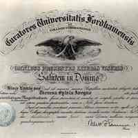 Diploma of Theresa Sylvia Avegno for Master of Science in Education from Fordham University, N.Y., June 20, 1964.