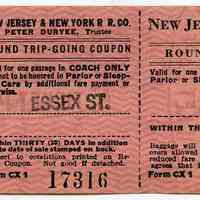          1: three piece ticket, Essex St., form CX 1
   
