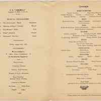         inside: Musical Programme; Suggestions; Dinner [menu]
   