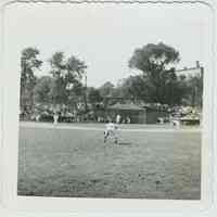 B+W photo of a Little League baseball game, Hoboken, no date, ca. 1950.