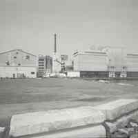 Digital image of B+W photo of former Maxwell House Coffee plant exterior, overview from east, Hoboken, 2003.