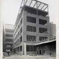 B+W photo of masonry work in progress on new factory building at R. Neumann & Co., Ferry St. west of Willow Ave., Hoboken, Sept. 20, 1919.