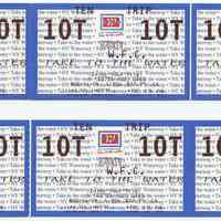 New York Waterway ten-trip one-way adult ferry tickets, Hoboken - W.F.C., valid Aug. 14, 2004 to Aug.15, 2005.