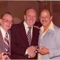 Color photo of Mayor Steve Cappiello (center) with two men, Hoboken?, no date, ca. 1980-85.