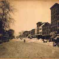 Black-and-white photo of Washington Street after the March Blizzard of 