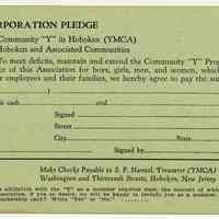 Form, membership: Hoboken YMCA, 13 & Washington Sts., Hoboken, n.d., ca. 1935-1945.