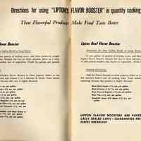          pp 4-5 Directions for using Lipton's Flavor Booster in quantity cooking
   