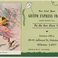 Blotter, ink: Giusto Express Co., Inc., 89-91 Jefferson St., Hoboken. (1952).