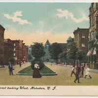 Postcard: Eleventh Street looking West, Hoboken, N.J. No date, circa 1907-1914; unposted.