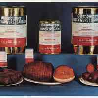 Postcard: Oldenburger Sausage & Ham products; issued by importers C. & J. Willenborg, Inc., Hoboken, N.J. N.d., ca. late 1950s-1960s.