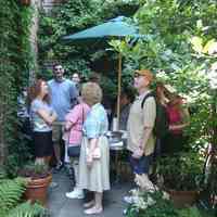 Digital color image of the gardens and people on the Secret Gardens Tour, Hoboken Historical Museum, Hoboken, June 9, 2002.