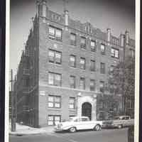 B&W photo of apartment building at 154 Kensington Avenue, Jersey City.