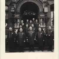 Postcard: [Hoboken, New Jersey, Second Police Precinct, Willow Avenue, Sgt. John Cross, top row - right.] No date, circa 1910-1920 image; issue date circa 1980s; unposted.