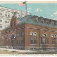 Postcard: Post Office and Steneck Building, Hoboken, N.J. No date, circa 1915-1930, unposted.
