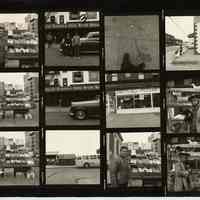 B+W negative contact sheet of images of Hoboken taken by John Conn. no date, [1976].