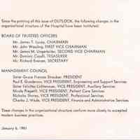 Newsletter: Outlook. St. Mary Hospital / Hoboken, N.J. Fall, 1977. Special Dedication [North Wing] Issue. Enclosure: Jan. 1981.