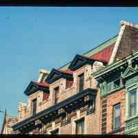          Color slide of close-up view of mansard roof, gable dormers, pediments and cornice of the Elks Lodge at 1005 Washington between 10th and 11th picture number 1
   