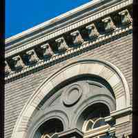          Color slide of detail view of cornice, brackets, dentils and semicircular arched windows at 829 Washington on the SE corner with 9th picture number 1
   