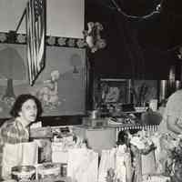 B+W photo of kindergarten at Sadie F.Leinkauf School with Miss Francke & Miss Marrotta, Hoboken, 1958.