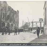 Postcard: [1921 pier fire.] Fire Pier 5, Hoboken, N.J. Aug 24 1921. 1921; unposted.
