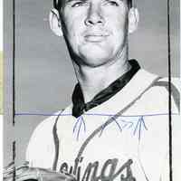 B+W photo of Hoboken native Johnny Kucks, baseball pitcher, Rochester Red Wings, (Rochester, N.Y.), n.d. (1961).