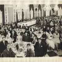 B+W group photo of Dinner Dance, Tootsie Roll Old Timers, Hotel Governor Clinton, New York, N.Y., December 29, 1954.