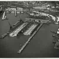 B+W aerial photo of Todd Shipyards, Hoboken Division, June 1, 1951.