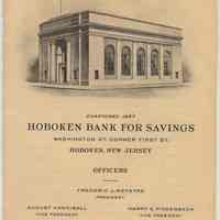 Brochure: Hoboken Bank for Savings, Washington St., Corner First St., Hoboken, New Jersey. 1934.