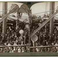 Stereoview: (26) -1327. Farewell to the Fatherland - German passengers on the Konigin Luise leaving Bremen for America. Copyright 1904, 1905 by Underwood & Underwood.
