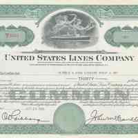 Stock certificate: United States Lines Co., N.Y. & Hoboken; issued Apr. 29, 1948 for 30 shares.