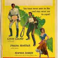 Sign, Sinatra film: The Pride and The Passion. Cary Grant, Frank Sinatra, Sophia Loren. United Artists, 1957.