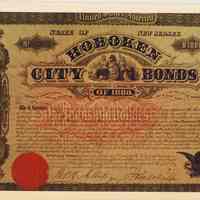 Photo of City of Hoboken $1000 bond issued 1880 for erection of a City Hall.