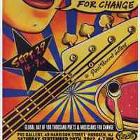 Poster: Global Day of 100 Thousand Poets & Musicians For Change. PVS Gallery, 49 Harrison St., Hoboken, N.J. Sept. 29, 2012.