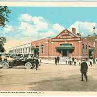          Digital image of Hudson & Manhattan R.R. postcard titled: Hudson and Manhattan Station, Newark, N.J. no date, ca. 1918. picture number 1
   