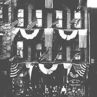 B+W photo of Franz Roland, Fine Cigars, the decorated exterior of 108 First St. between Washington & Bloomfield Sts., March 28, 1905.