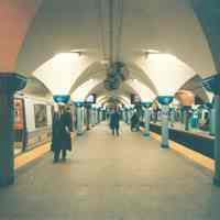 Digital image of color photo of the passenger platforms in the Hoboken PATH station, Nov., 1999.