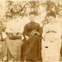 Sepia-tone group photo of 3 woman associated with the German Evangelical Church, Hoboken, no date, ca. 1890-1900.