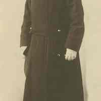 Sepia-tone photo of an unidentified woman in American Red Cross uniform, New York City, no date, ca. 1918-1920.