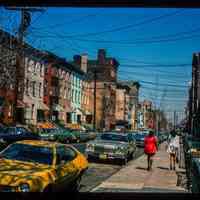          Color slide of eye-level view of row houses on the W side of Garden between 2nd & 3rd looking N picture number 1
   