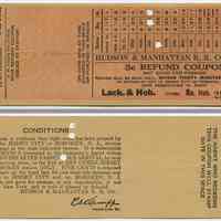 Refund coupon: Hudson & Manhattan Railroad, New Jersey 3 cent coupon. Feb. 22, no year (ca. 1939-1944.)